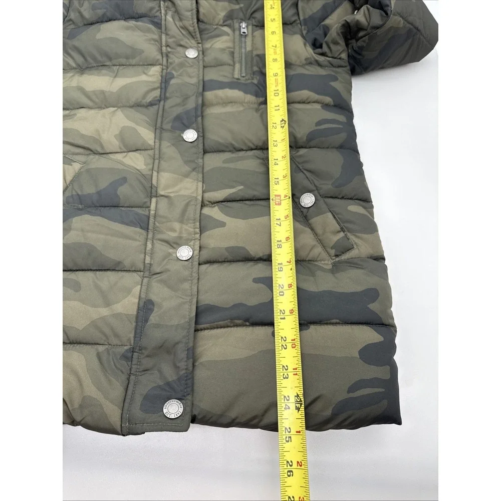 Abercrombie Kids Girls Camo Parka Jacket Faux Fur Lining Hood Size 9/10 Medium